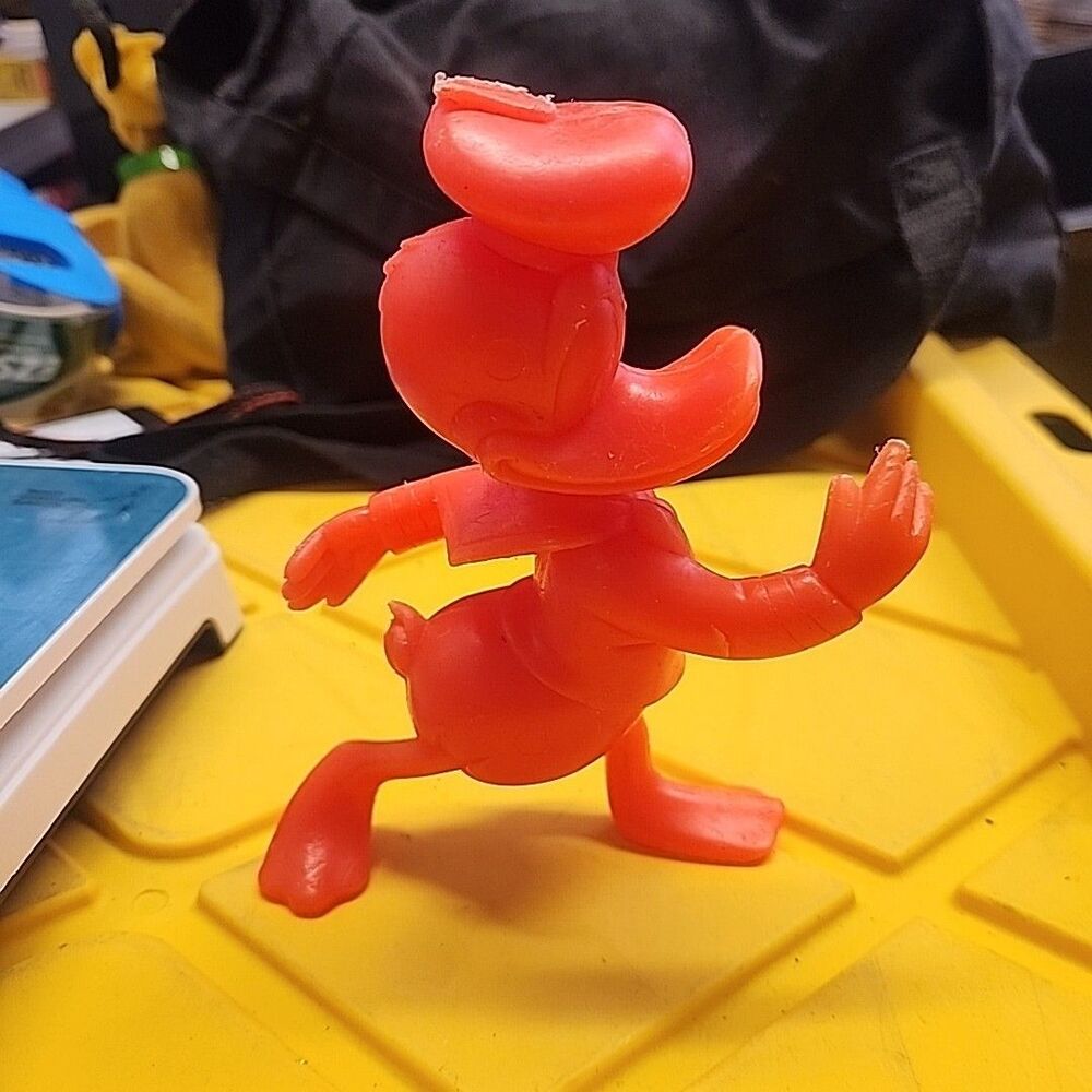 Vintage 1971 Red Donald Duck Hard Plastic Louis Marx Co. Walt Disney Mold - Picture 2 of 2